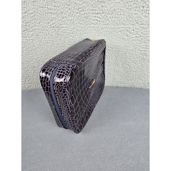 SeneGence Cosmetic Makeup Travel Bag Zipper Case With Mirror Set Faux Crocodile - Picture 9 of 14